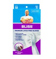 243033 Mr. Clean Bliss Premium Reusable Latex-Free Cleaning Gloves with Non-Slip Grip, Medium, White-main-1