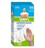 243065 Mr. Clean, 243065 Disposable Vinyl, 100ct Latex Free, Lightly Powdered, Beaded Cuff Gloves,-main-1